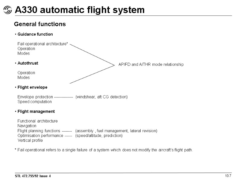 A330 automatic flight system 10.7 General functions Guidance function   Fail operational architecture*